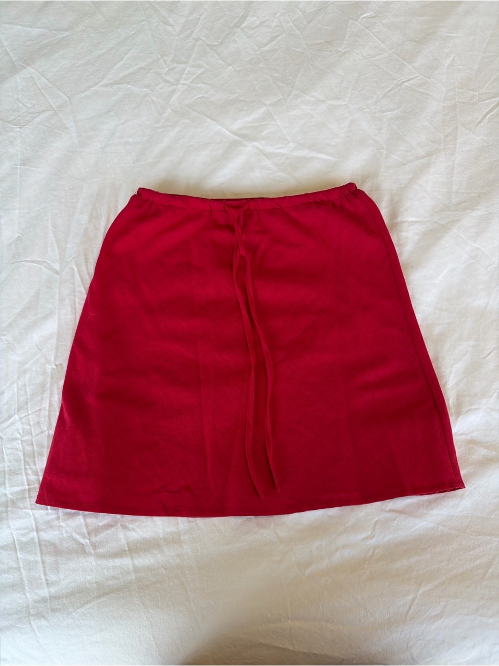 Petal + Pup Red Linen Summer Mini Skirt - Picture 2 of 4